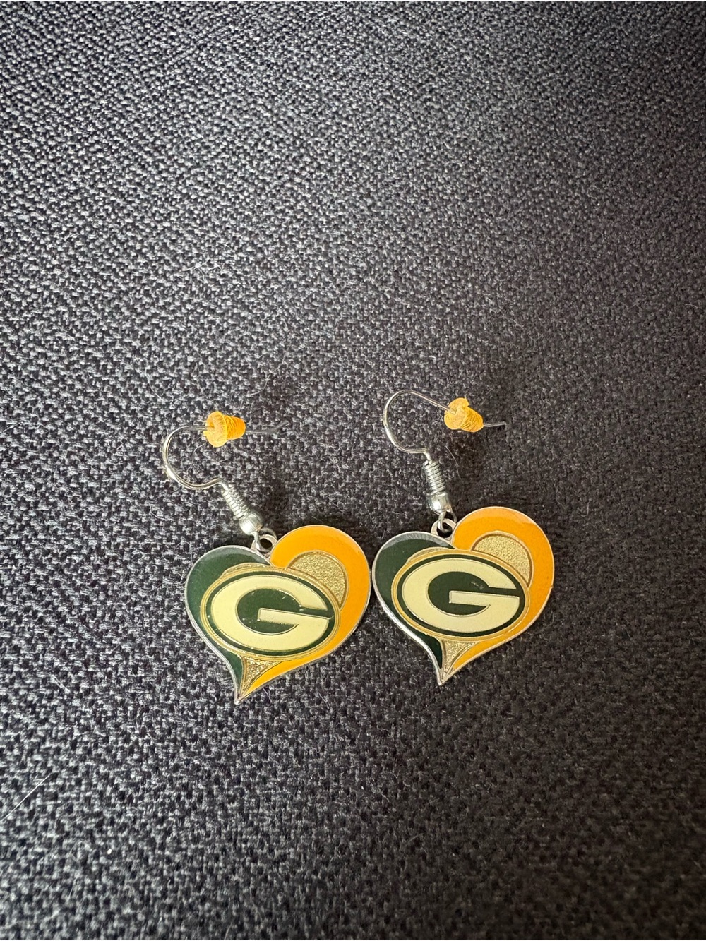 Heart Logo Earrings - Green & Gold Women's Jewelry